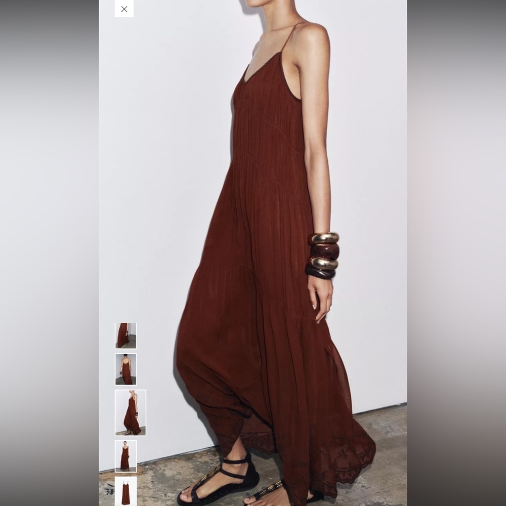 Zara Large ZW Collection Embroidered‎ Dress Boho Whimsical Garden Floral Fairy - Picture 5 of 12